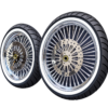 Harley-Davidson Chrome Fat Spoke Custom Wheels with Whitewall Tires